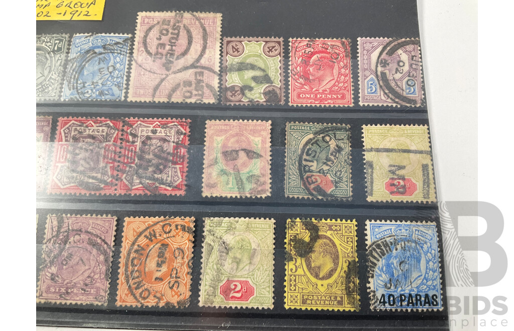 Collection of Antique Great Britain Stamps Including QV Half Penny to Sixpence, KEVII 1902 to 1912, KGV 1934 Ten Shillings Indigo