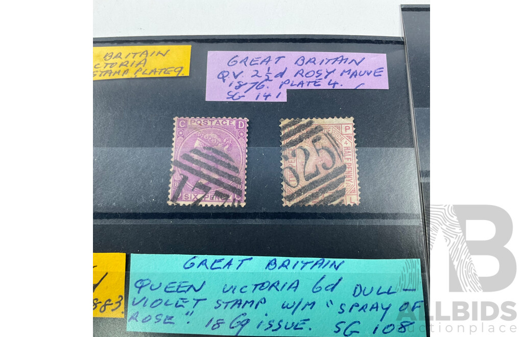 Collection of Antique Great Britain Stamps Including QV Half Penny to Sixpence, KEVII 1902 to 1912, KGV 1934 Ten Shillings Indigo