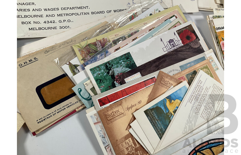 Collection of Australian Stamp Packs, Booklets, First Day Covers and PNC Spanning 1951 to 1999
