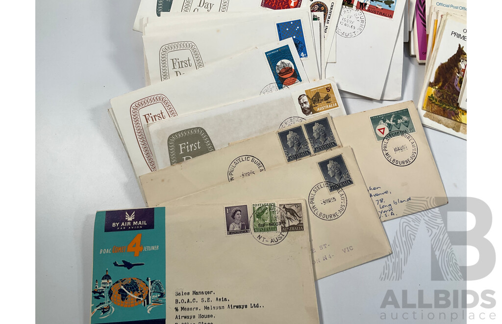 Collection of Australian Covers and First Day Covers Spanning 1953 to 1989 Including Vending Machine Issues