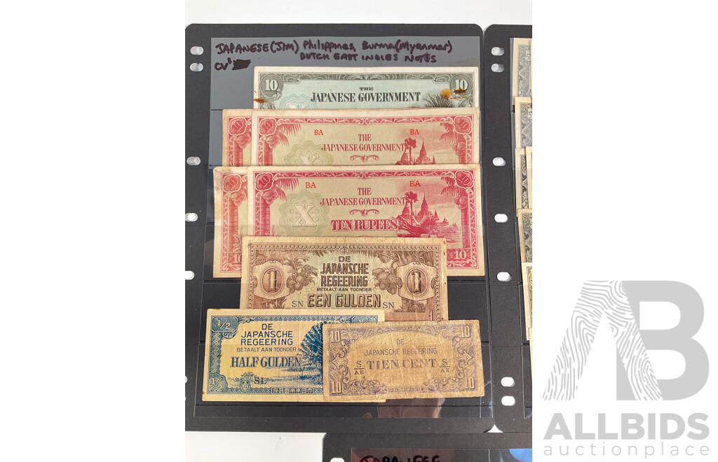 Collection of Vintage Japanese Banknotes, World War Two Occupation and Domestic