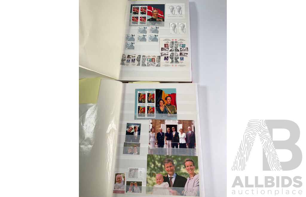 Two Albums of International Mint Stamp Blocks Mostly Relating to Royal Weddings and Families Including Luxembourg, Guyana, Netherlands, Liberia, Montserrat, St Vincent, Spain, Romania and More