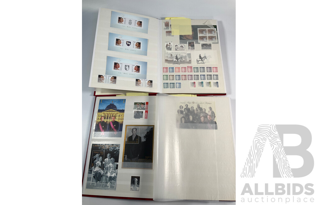 Two Albums of International Mint Stamp Blocks Mostly Relating to Royal Weddings and Families Including Luxembourg, Guyana, Netherlands, Liberia, Montserrat, St Vincent, Spain, Romania and More