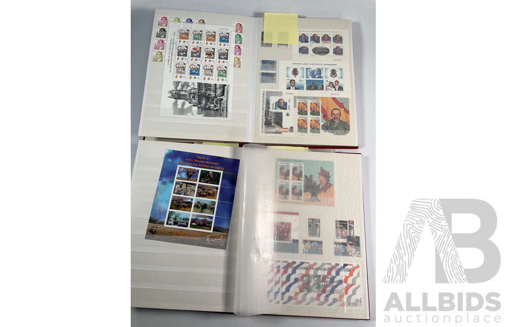 Two Albums of International Mint Stamp Blocks Mostly Relating to Royal Weddings and Families Including Luxembourg, Guyana, Netherlands, Liberia, Montserrat, St Vincent, Spain, Romania and More