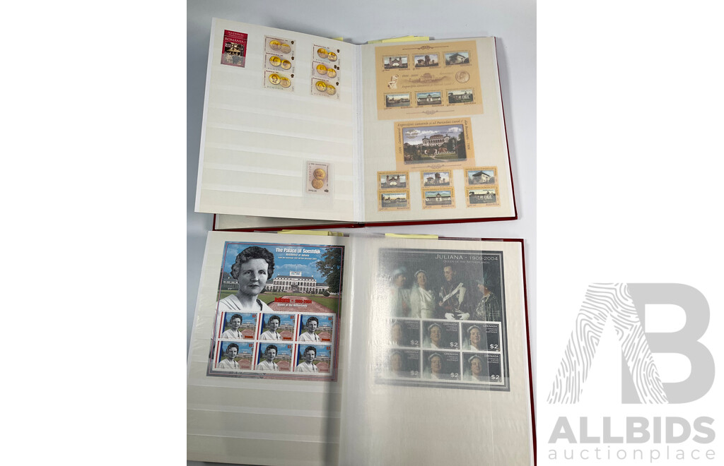 Two Albums of International Mint Stamp Blocks Mostly Relating to Royal Weddings and Families Including Luxembourg, Guyana, Netherlands, Liberia, Montserrat, St Vincent, Spain, Romania and More