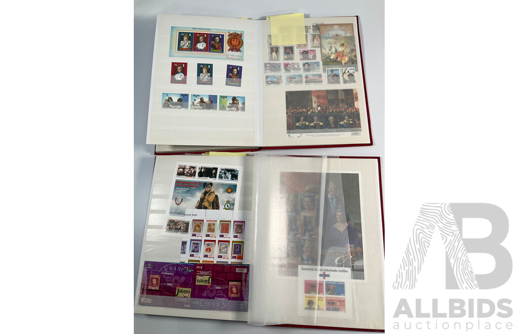 Two Albums of International Mint Stamp Blocks Mostly Relating to Royal Weddings and Families Including Luxembourg, Guyana, Netherlands, Liberia, Montserrat, St Vincent, Spain, Romania and More