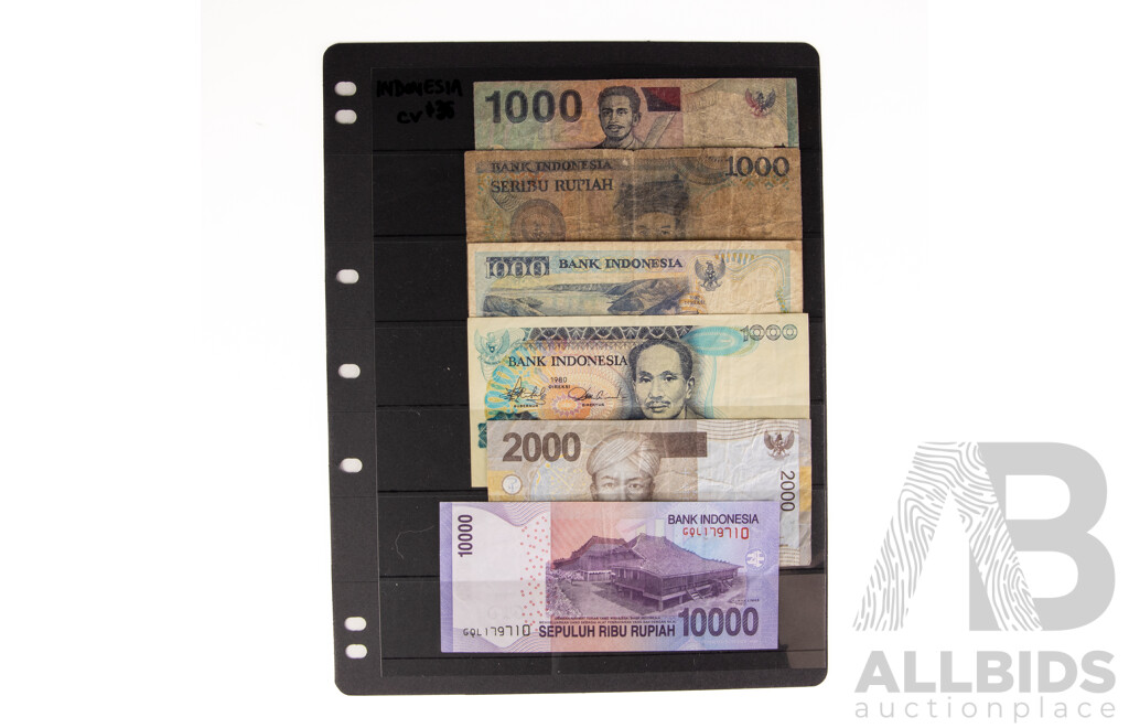 Collection of Indonesian Banknotes, Examples Spanning 1960's to 2016