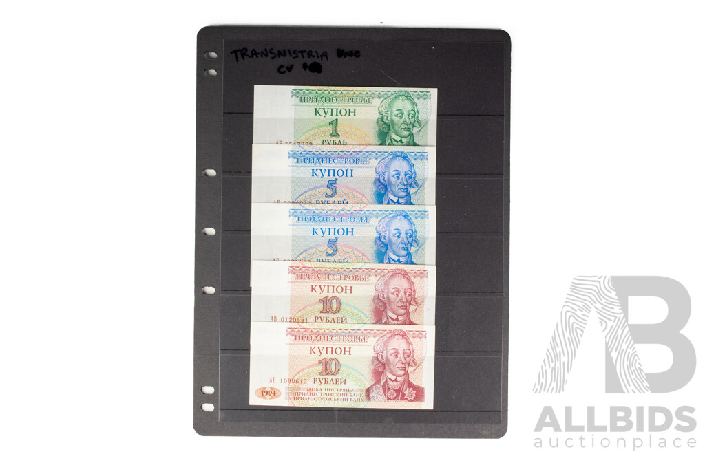 Collection of International Banknotes Including Bolivia, Chile, Transnistria, Lithuania, Paraguay