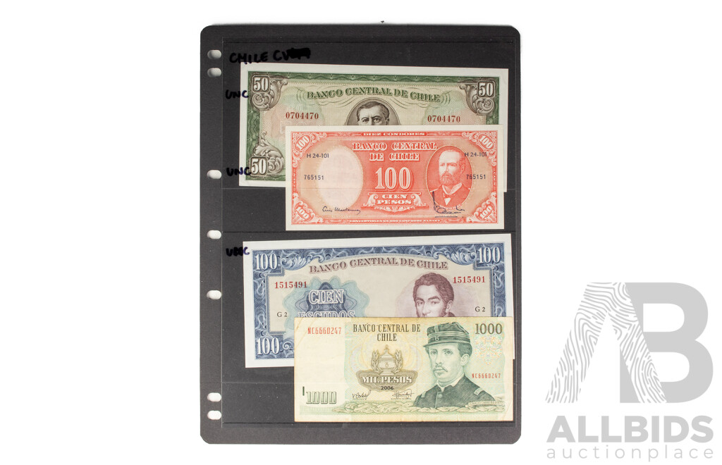 Collection of International Banknotes Including Bolivia, Chile, Transnistria, Lithuania, Paraguay