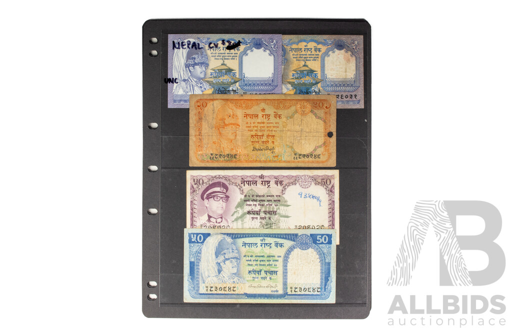 Collection of International Banknotes Including Nepal, Bangladesh, Sri Lanka, Mongolia, Cambodia