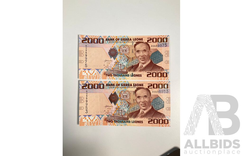 Collection of African Banknotes Including Zambia, Tanzania, Nigeria, Somalia, Zimbabwe, South Africa, Sierra Leone, Libya, UNC and Consecutive