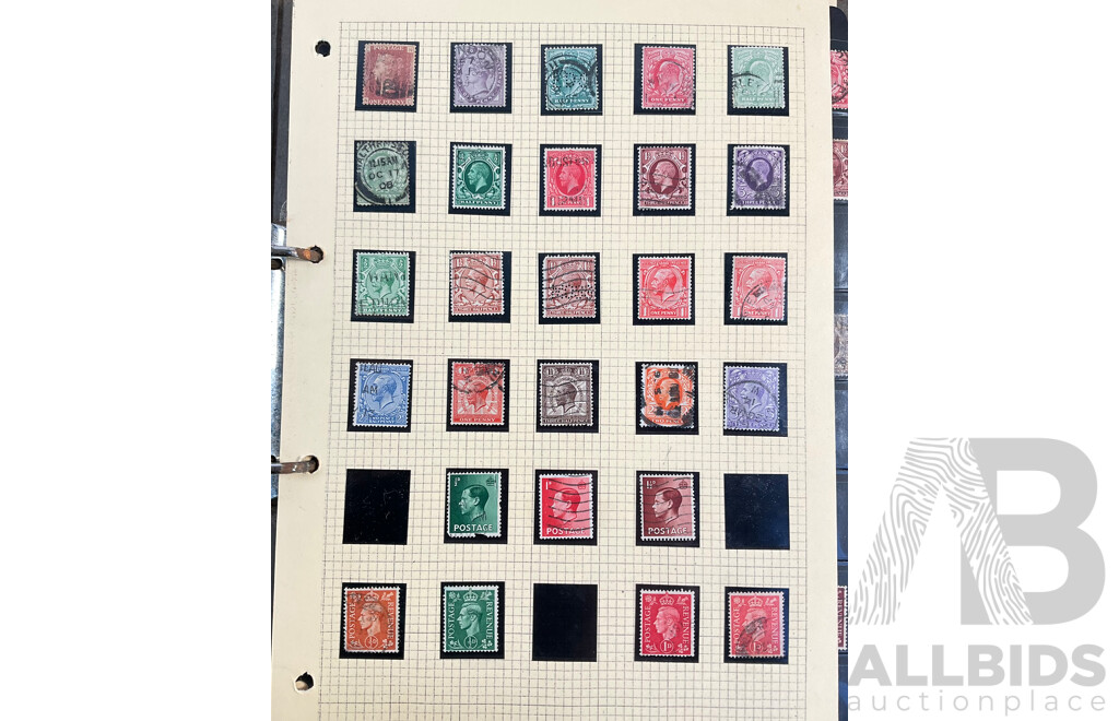 Album of Great Britain Stamps Spanning 1870's to 1970's Including Penny Red, QV, KGV, KEVIII, KGVI, QE2, Jersey, Guernsey, Charles Dickens Set and More