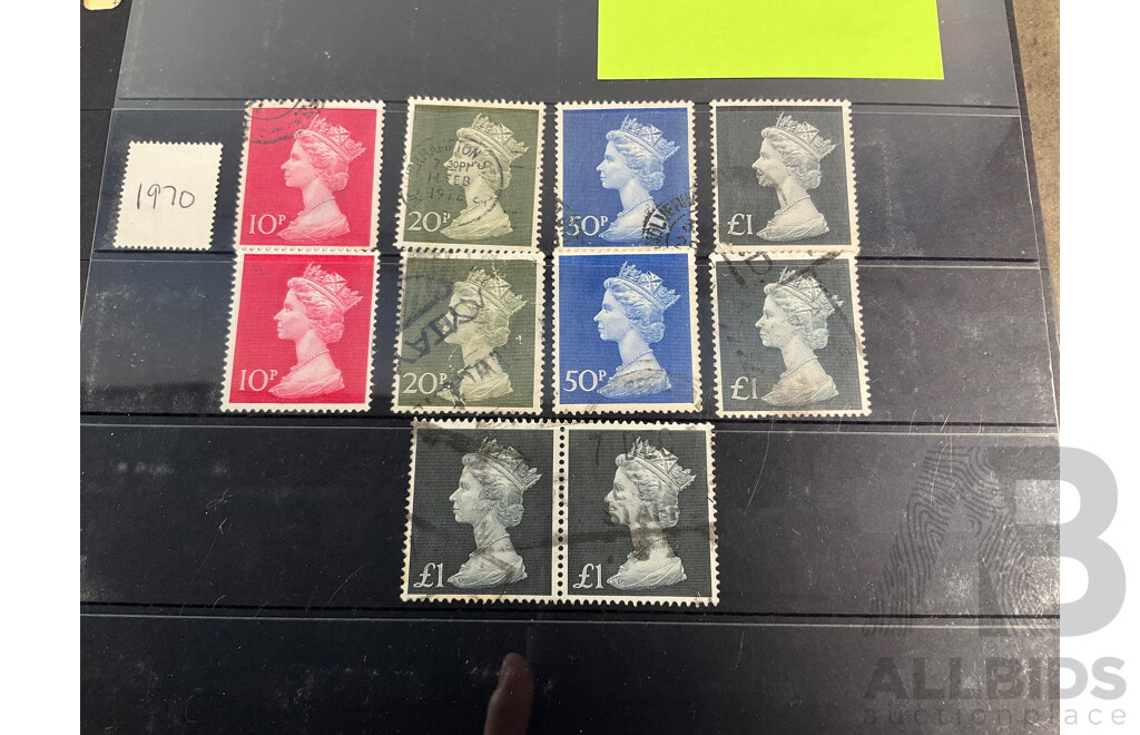 Album of Great Britain Stamps Spanning 1870's to 1970's Including Penny Red, QV, KGV, KEVIII, KGVI, QE2, Jersey, Guernsey, Charles Dickens Set and More