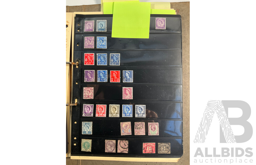 Album of Great Britain Stamps Spanning 1870's to 1970's Including Penny Red, QV, KGV, KEVIII, KGVI, QE2, Jersey, Guernsey, Charles Dickens Set and More