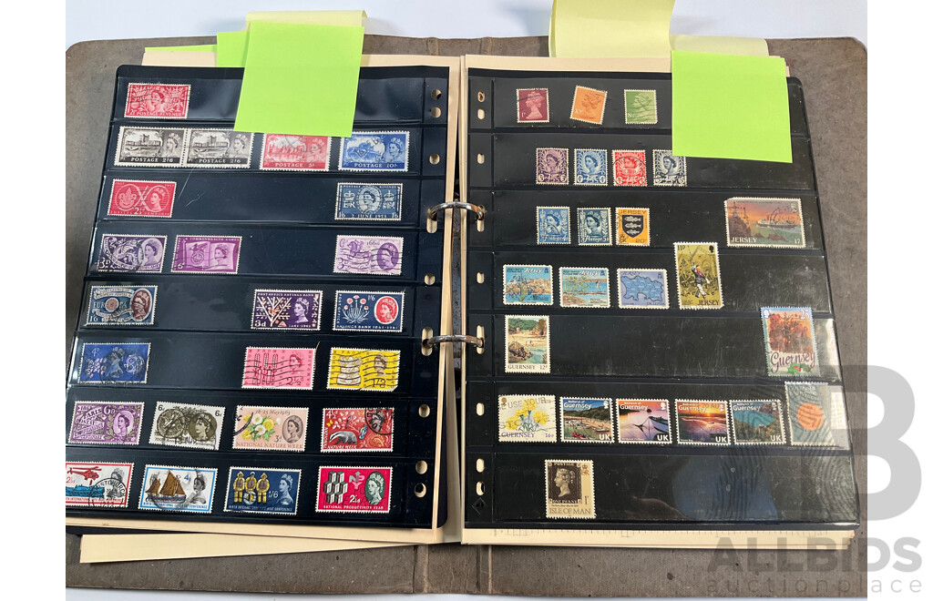 Album of Great Britain Stamps Spanning 1870's to 1970's Including Penny Red, QV, KGV, KEVIII, KGVI, QE2, Jersey, Guernsey, Charles Dickens Set and More