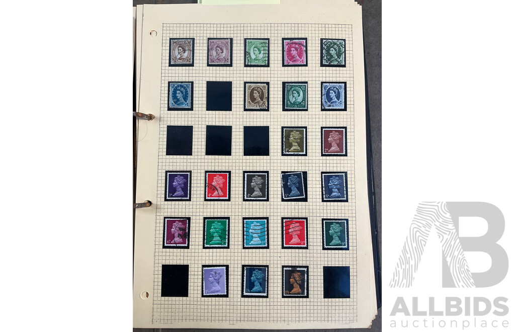 Album of Great Britain Stamps Spanning 1870's to 1970's Including Penny Red, QV, KGV, KEVIII, KGVI, QE2, Jersey, Guernsey, Charles Dickens Set and More