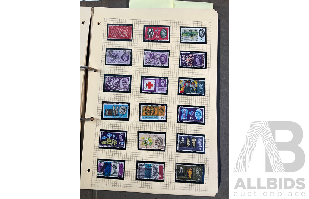 Album of Great Britain Stamps Spanning 1870's to 1970's Including Penny Red, QV, KGV, KEVIII, KGVI, QE2, Jersey, Guernsey, Charles Dickens Set and More
