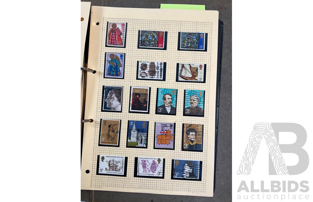 Album of Great Britain Stamps Spanning 1870's to 1970's Including Penny Red, QV, KGV, KEVIII, KGVI, QE2, Jersey, Guernsey, Charles Dickens Set and More