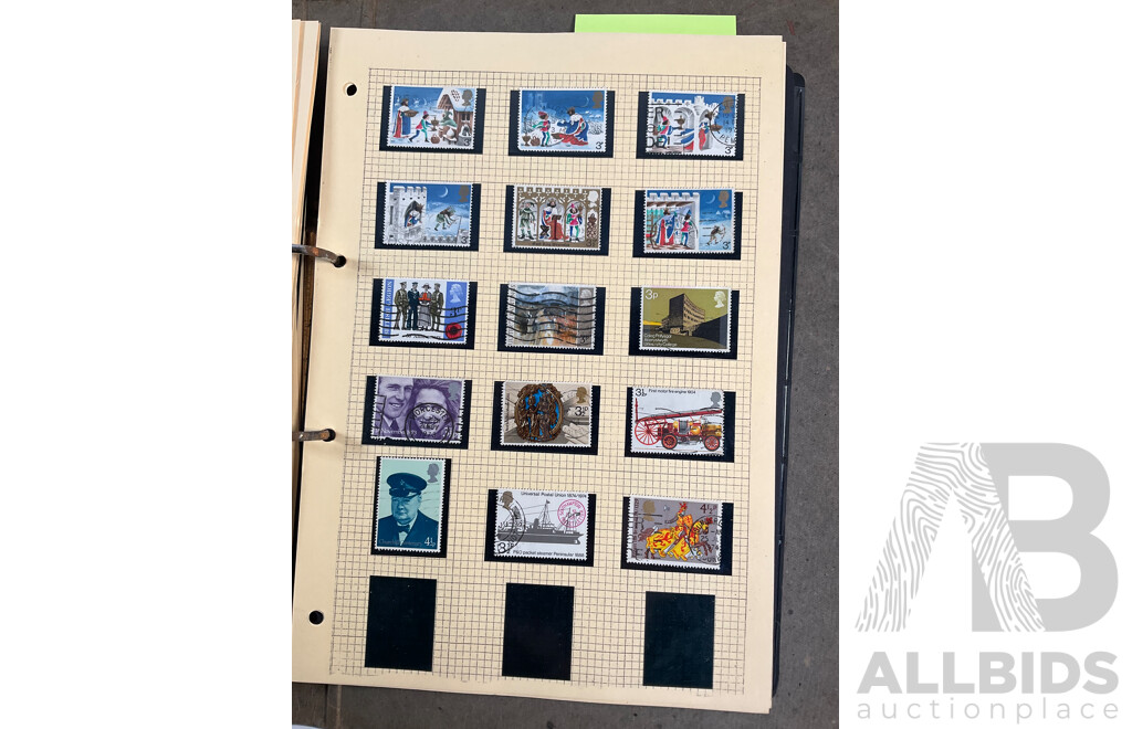 Album of Great Britain Stamps Spanning 1870's to 1970's Including Penny Red, QV, KGV, KEVIII, KGVI, QE2, Jersey, Guernsey, Charles Dickens Set and More