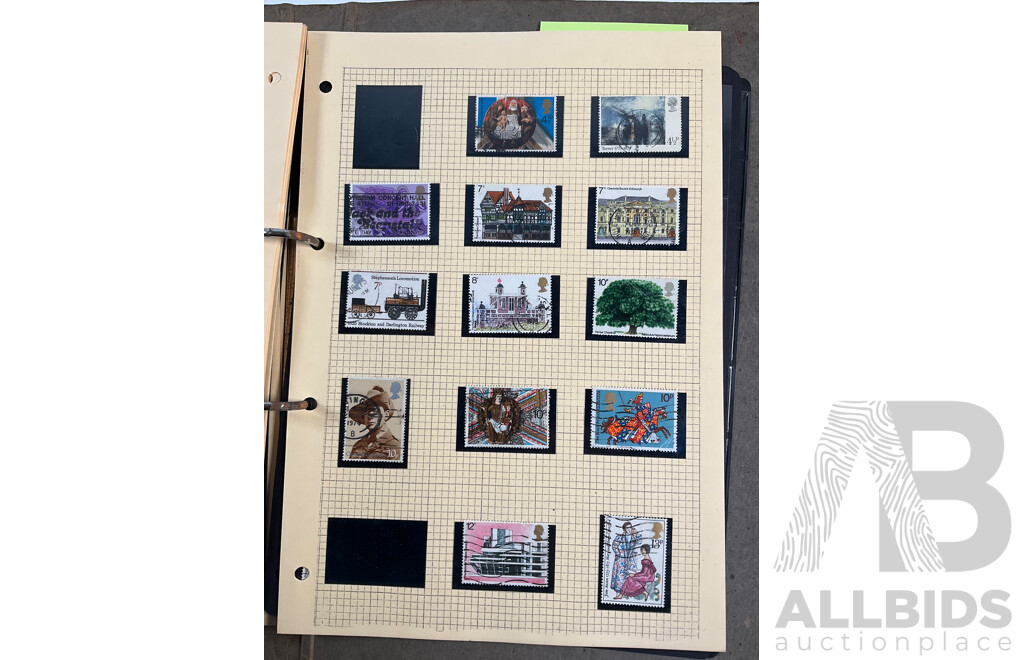 Album of Great Britain Stamps Spanning 1870's to 1970's Including Penny Red, QV, KGV, KEVIII, KGVI, QE2, Jersey, Guernsey, Charles Dickens Set and More