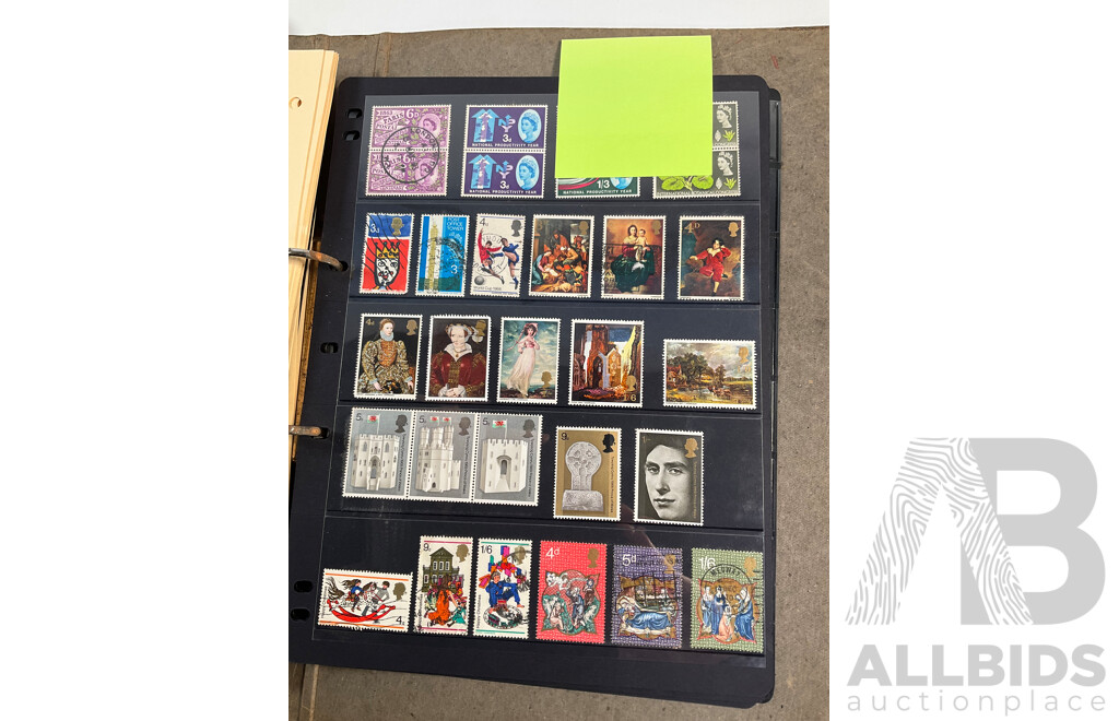 Album of Great Britain Stamps Spanning 1870's to 1970's Including Penny Red, QV, KGV, KEVIII, KGVI, QE2, Jersey, Guernsey, Charles Dickens Set and More