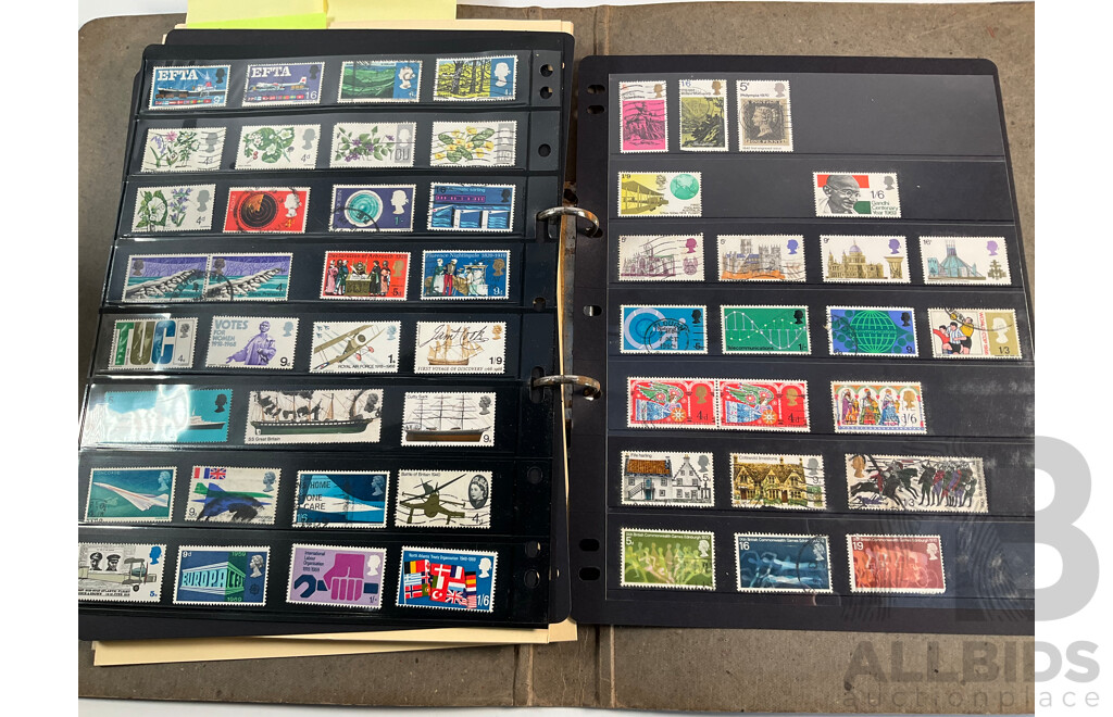 Album of Great Britain Stamps Spanning 1870's to 1970's Including Penny Red, QV, KGV, KEVIII, KGVI, QE2, Jersey, Guernsey, Charles Dickens Set and More