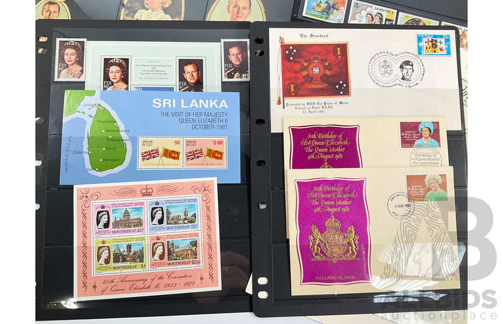 Collection of Commonwealth Countries Royal Visit Stamps, First Day Covers, Booklets and Church Pamphlets