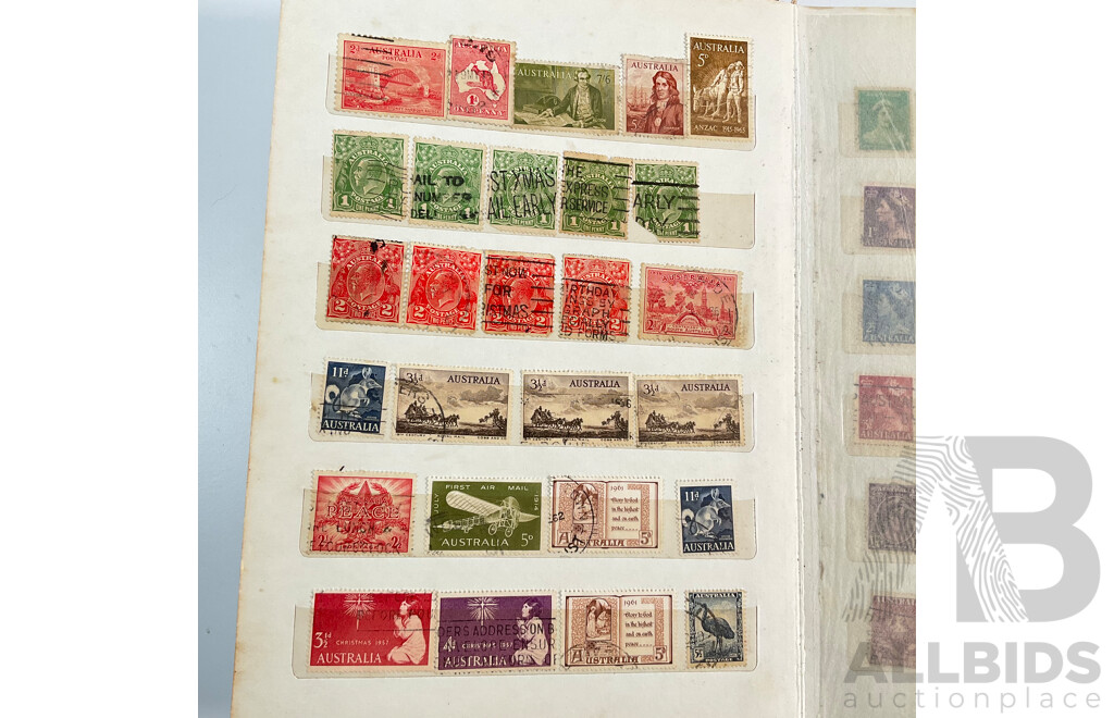 Two Albums of Australian, Mostly Predecimal Stamps Including Two Penny Sydney Harbour Bridge, One Penny Kangaroo on Map, One and Two Penny KGV Heads and More