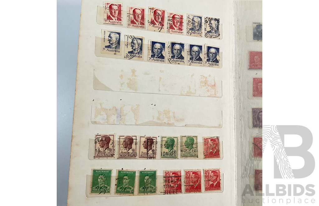 Two Albums of Australian, Mostly Predecimal Stamps Including Two Penny Sydney Harbour Bridge, One Penny Kangaroo on Map, One and Two Penny KGV Heads and More
