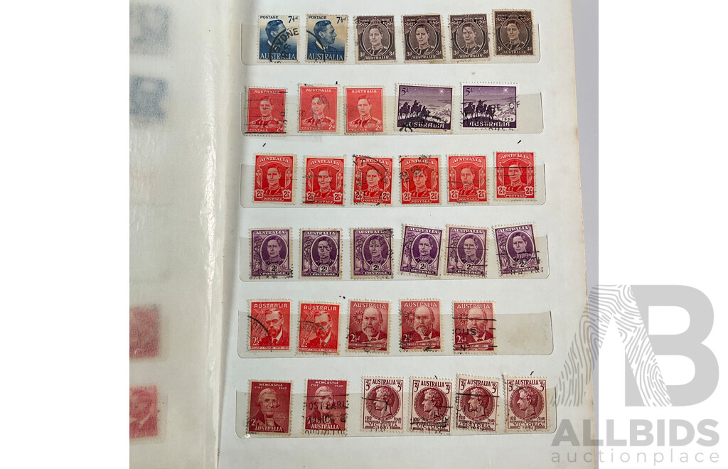 Two Albums of Australian, Mostly Predecimal Stamps Including Two Penny Sydney Harbour Bridge, One Penny Kangaroo on Map, One and Two Penny KGV Heads and More