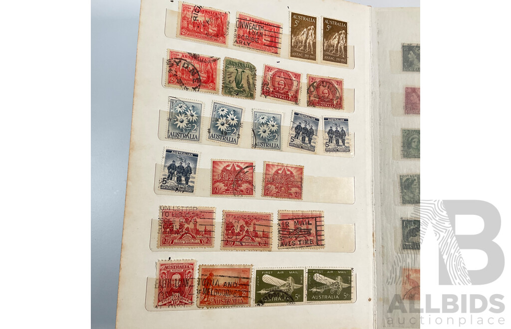 Two Albums of Australian, Mostly Predecimal Stamps Including Two Penny Sydney Harbour Bridge, One Penny Kangaroo on Map, One and Two Penny KGV Heads and More
