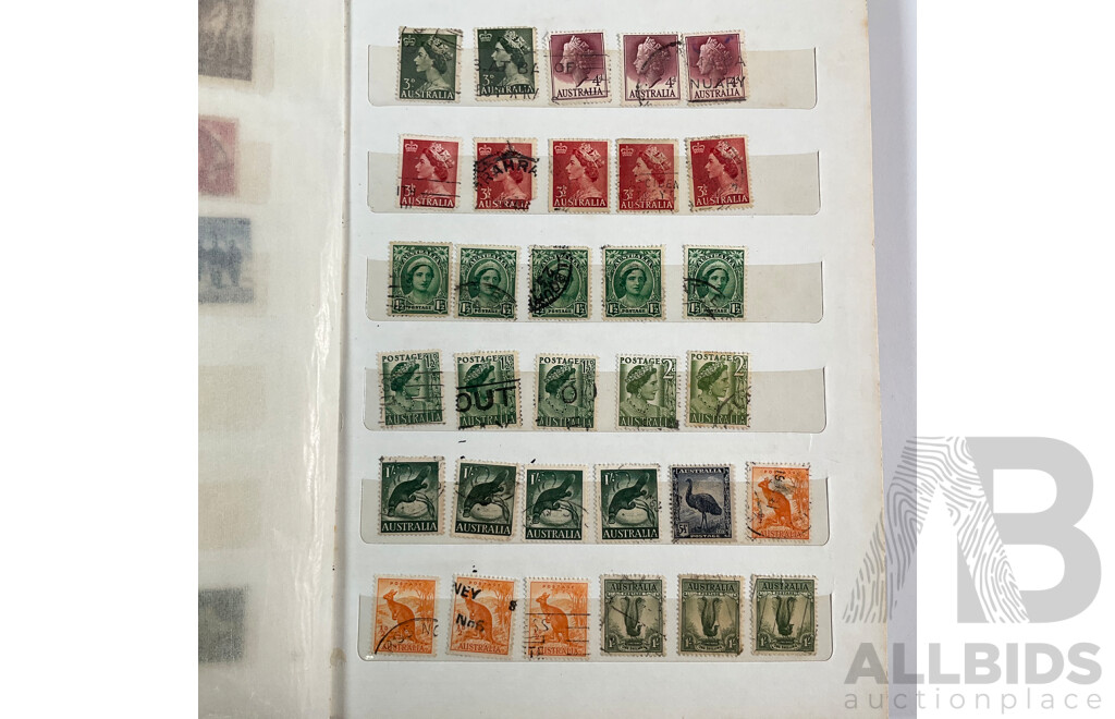 Two Albums of Australian, Mostly Predecimal Stamps Including Two Penny Sydney Harbour Bridge, One Penny Kangaroo on Map, One and Two Penny KGV Heads and More