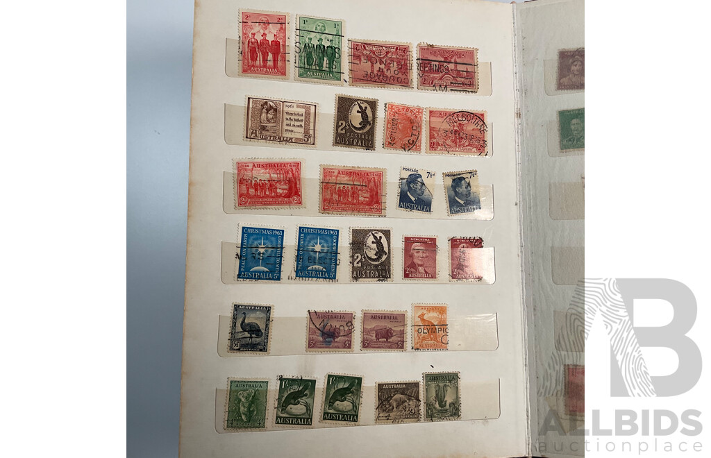 Two Albums of Australian, Mostly Predecimal Stamps Including Two Penny Sydney Harbour Bridge, One Penny Kangaroo on Map, One and Two Penny KGV Heads and More