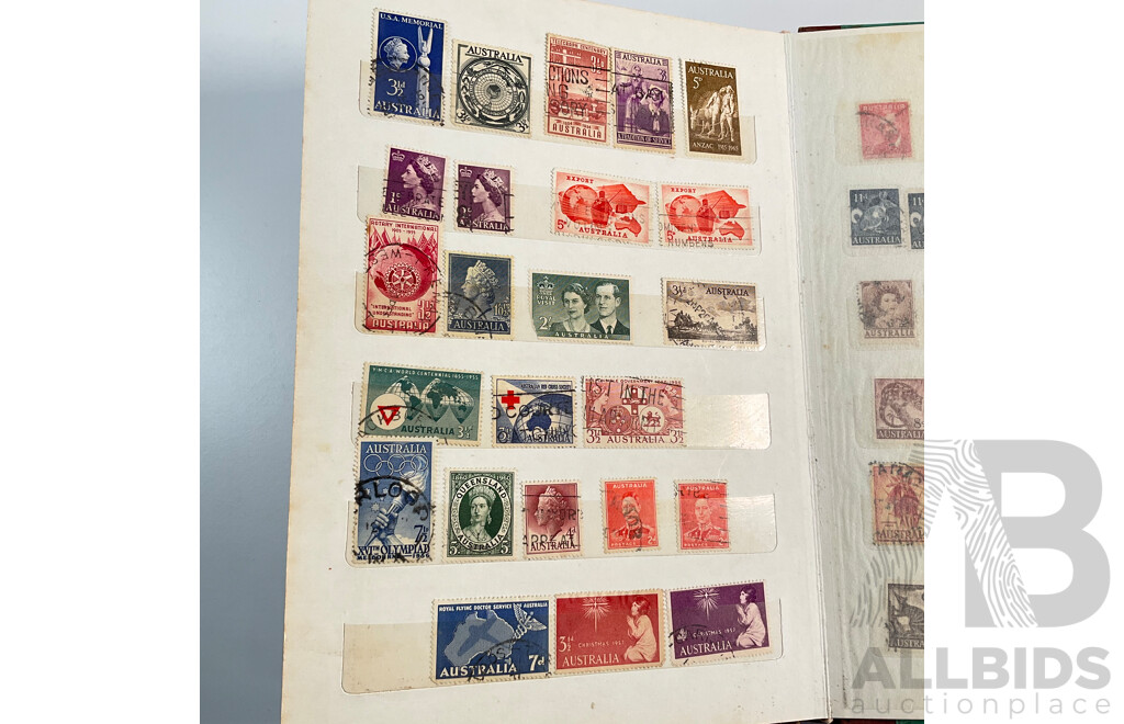 Two Albums of Australian, Mostly Predecimal Stamps Including Two Penny Sydney Harbour Bridge, One Penny Kangaroo on Map, One and Two Penny KGV Heads and More
