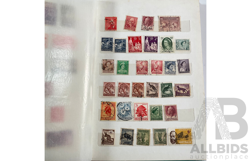 Two Albums of Australian, Mostly Predecimal Stamps Including Two Penny Sydney Harbour Bridge, One Penny Kangaroo on Map, One and Two Penny KGV Heads and More