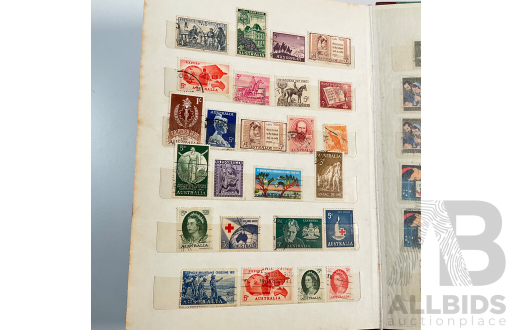 Two Albums of Australian, Mostly Predecimal Stamps Including Two Penny Sydney Harbour Bridge, One Penny Kangaroo on Map, One and Two Penny KGV Heads and More