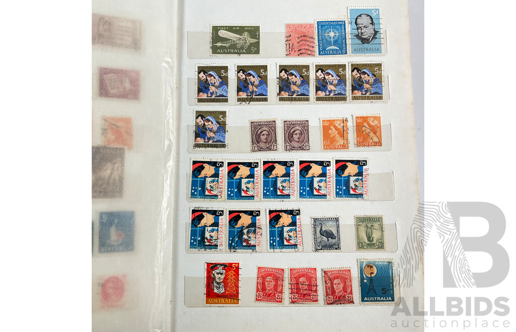 Two Albums of Australian, Mostly Predecimal Stamps Including Two Penny Sydney Harbour Bridge, One Penny Kangaroo on Map, One and Two Penny KGV Heads and More