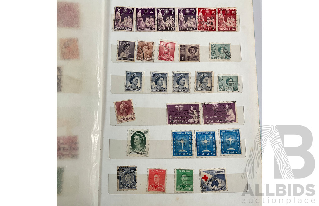Two Albums of Australian, Mostly Predecimal Stamps Including Two Penny Sydney Harbour Bridge, One Penny Kangaroo on Map, One and Two Penny KGV Heads and More