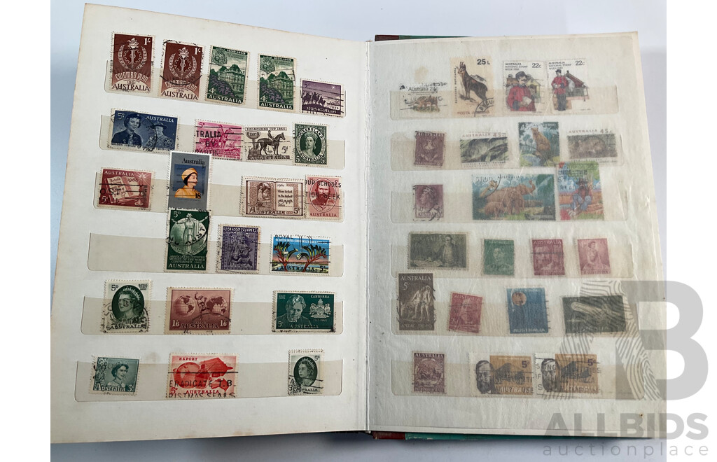 Two Albums of Australian, Mostly Predecimal Stamps Including Two Penny Sydney Harbour Bridge, One Penny Kangaroo on Map, One and Two Penny KGV Heads and More