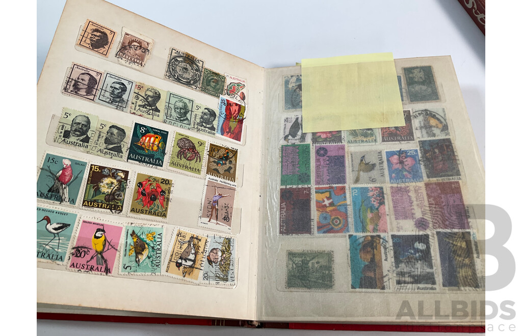 Two Albums of Australian, Mostly Predecimal Stamps Including Two Penny Sydney Harbour Bridge, One Penny Kangaroo on Map, One and Two Penny KGV Heads and More