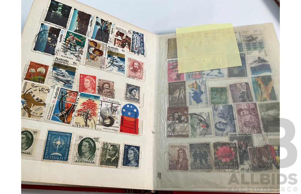 Two Albums of Australian, Mostly Predecimal Stamps Including Two Penny Sydney Harbour Bridge, One Penny Kangaroo on Map, One and Two Penny KGV Heads and More