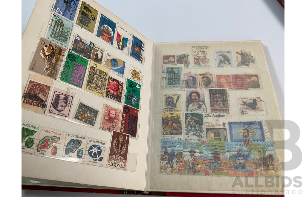 Two Albums of Australian, Mostly Predecimal Stamps Including Two Penny Sydney Harbour Bridge, One Penny Kangaroo on Map, One and Two Penny KGV Heads and More