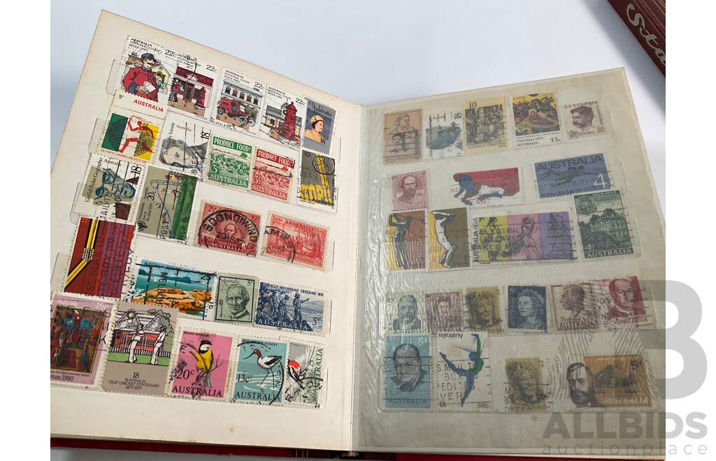 Two Albums of Australian, Mostly Predecimal Stamps Including Two Penny Sydney Harbour Bridge, One Penny Kangaroo on Map, One and Two Penny KGV Heads and More