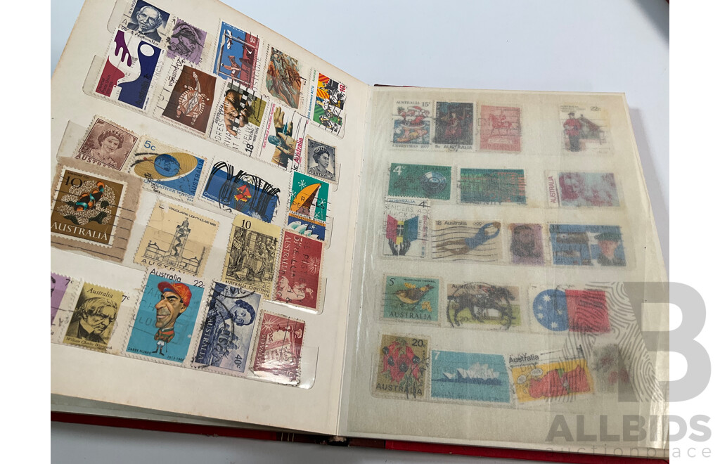 Two Albums of Australian, Mostly Predecimal Stamps Including Two Penny Sydney Harbour Bridge, One Penny Kangaroo on Map, One and Two Penny KGV Heads and More