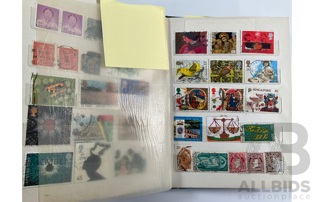 Four Albums of International Vintage Stamps Including Spain, Canada, Mauritius, Philippines, Monaco, Hong Kong, Netherlands, Zambia, Tonga and More