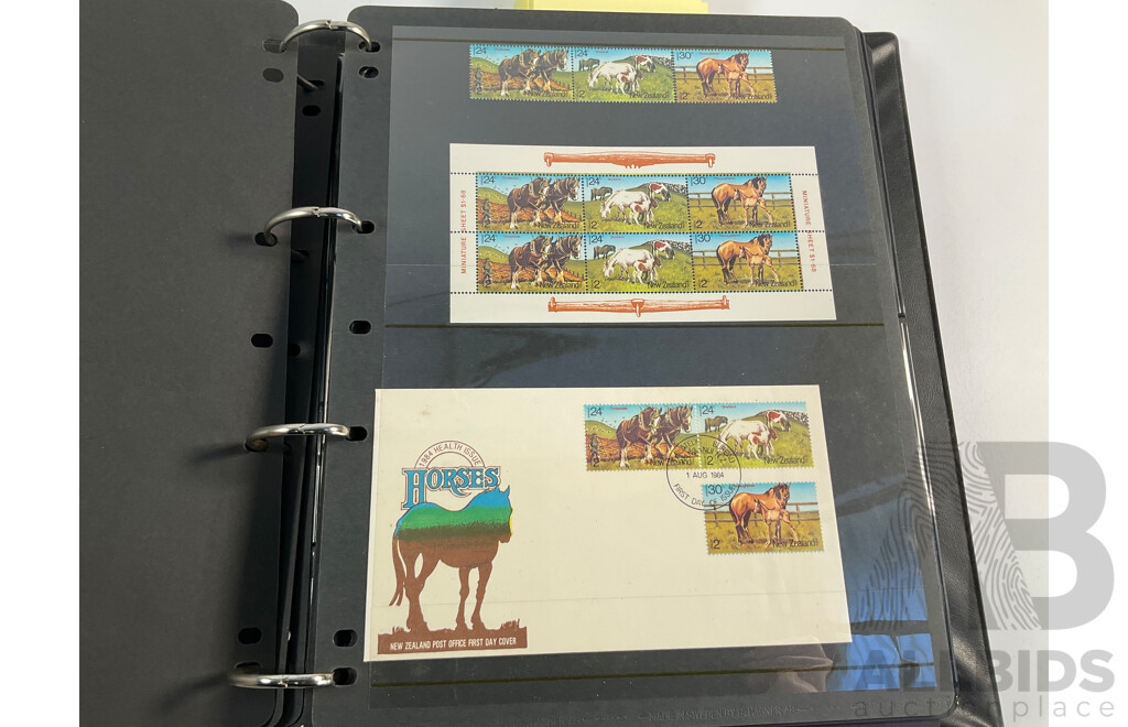 Album of Mostly Mint Commonwealth Countries Stamps Including Dominica, Cook Islands, Falkland Islands, Barbuda, Nauru, Bahamas, Guyana, Gambia, Gilbert Islands, St Helena, South Africa