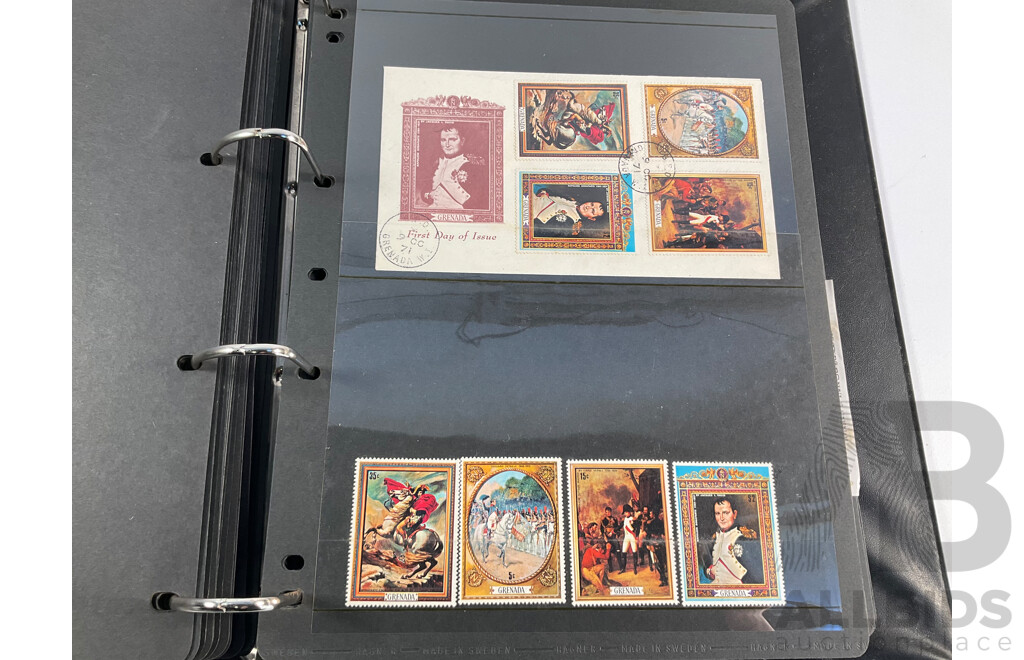 Album of Mostly Mint Commonwealth Countries Stamps Including Dominica, Cook Islands, Falkland Islands, Barbuda, Nauru, Bahamas, Guyana, Gambia, Gilbert Islands, St Helena, South Africa