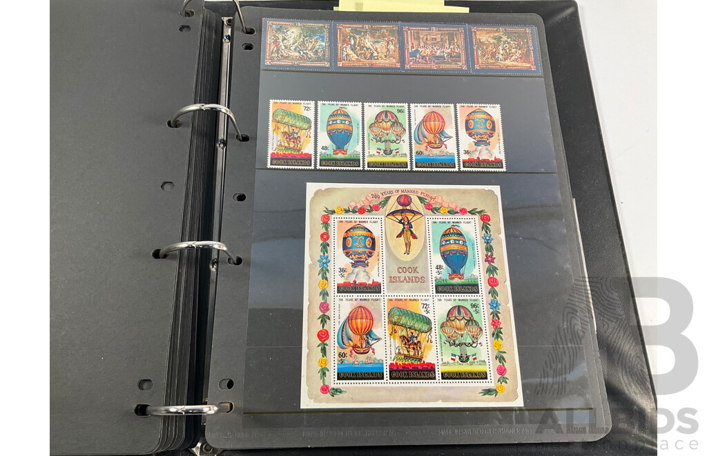 Album of Mostly Mint Commonwealth Countries Stamps Including Dominica, Cook Islands, Falkland Islands, Barbuda, Nauru, Bahamas, Guyana, Gambia, Gilbert Islands, St Helena, South Africa