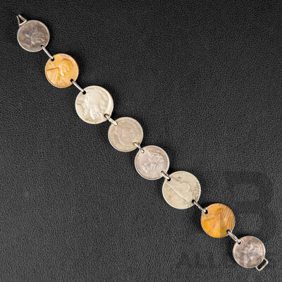 Vintage Coin Bracelet Crafted From Australian, New Zealand and US Coins