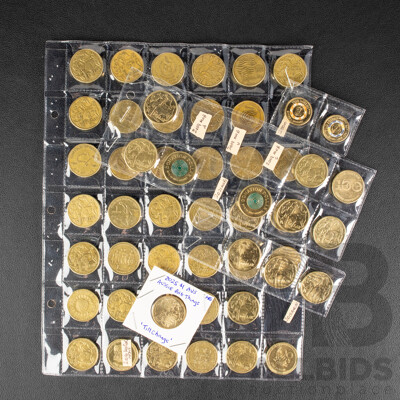 Australian Set of Fifty Circulating One Dollar Coins, Consecutive 1984 to 2026, Lacking Five Coins with Two 2026 Two Dollar Coins, Bluey for Real Life and Bingo/Hooray